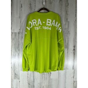 Spirit Jersey Size Large Flora Bama Est 1964 Long Sleeve V Neck Neon Green